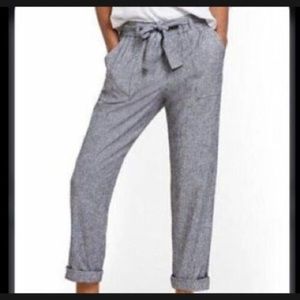 Grey tie waist linen pants-New York and Company